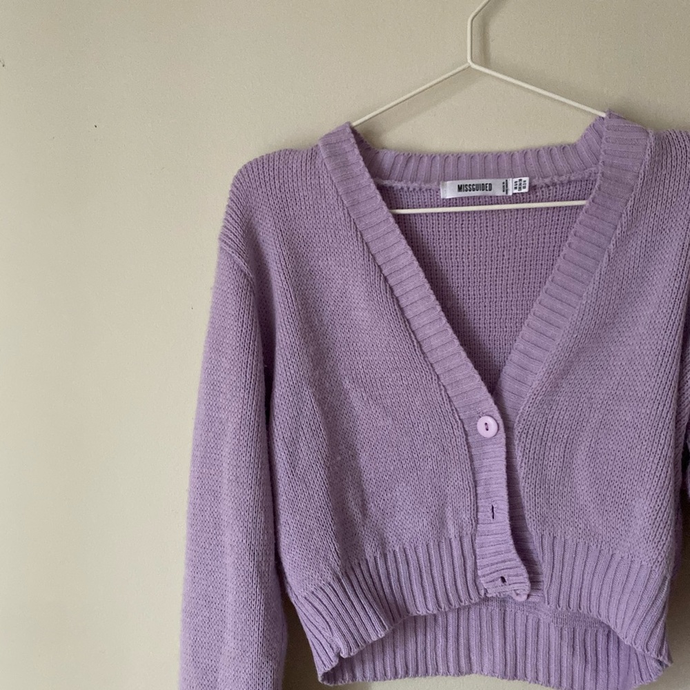 MISSGUIDED Lilac Button Cardigan - Picture 4 of 6